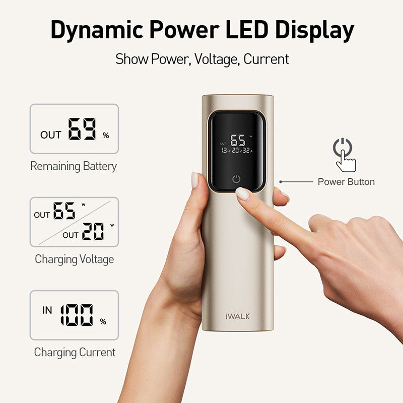 iWalk Tanker 20000mAh 65W PD Black w/built in Type C cable Powerbank