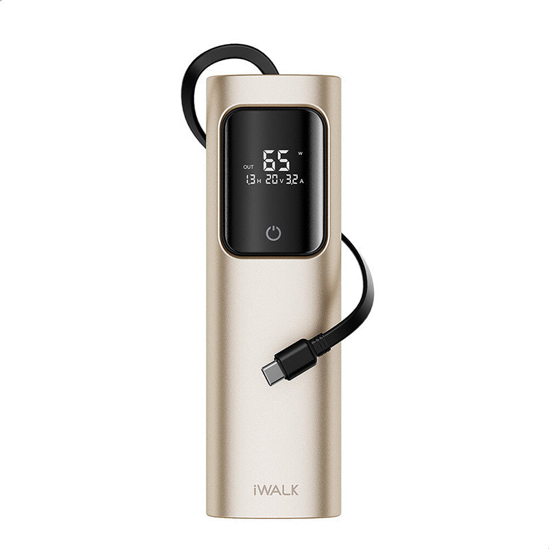 iWalk Tanker 20000mAh 65W PD Gold w/built in Type C cable Powerbank