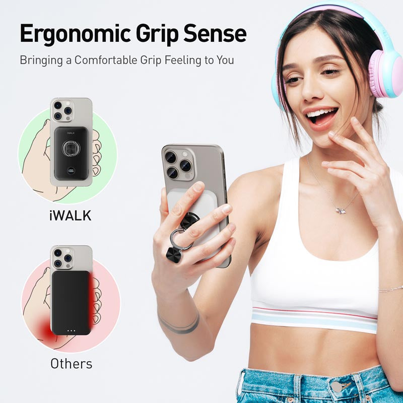 IWalk PowerGrip 10000mAh Magnetic Wireless PowerBank for iPhone (White)