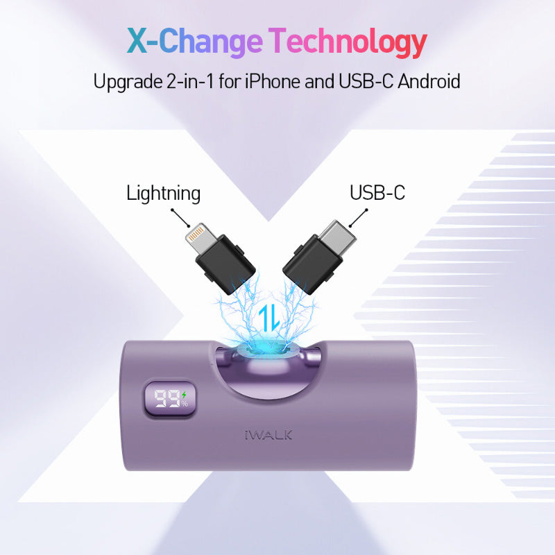 iWalk Linkpod X 5000mAh 20W Fast Charge 2-in-1 Power Bank (Purple)