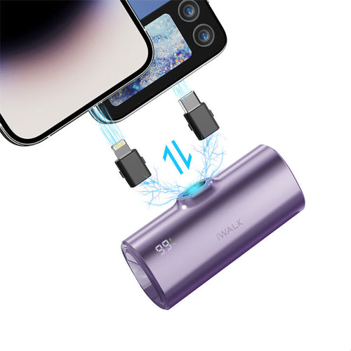 iWalk Linkpod X 5000mAh 20W Fast Charge 2-in-1 Power Bank (Purple)