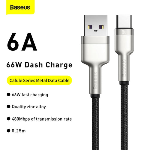Baseus CAKF000001 USB to Type-C 66W Cable 0.25m Black
