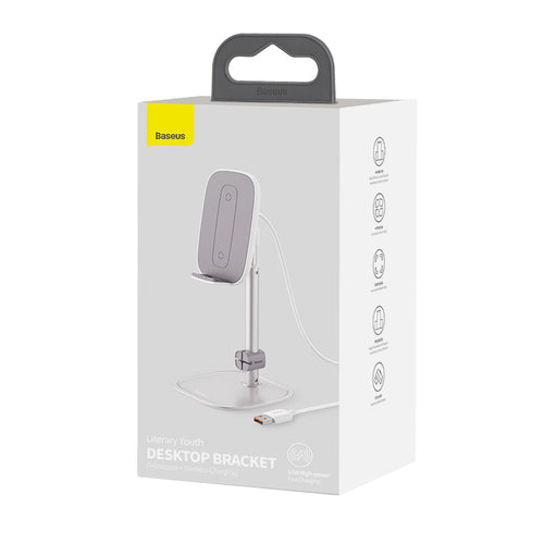 Baseus SUWY-D0S Literary Youth Desktop Bracket (Telescopic + Wireless Charging) Silver