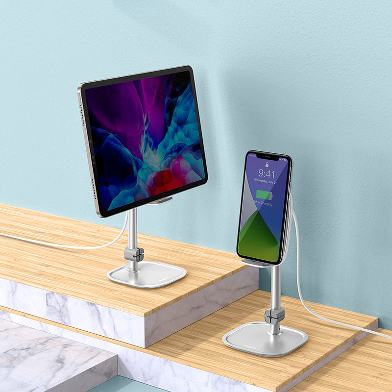 Baseus SUWY-D0S Literary Youth Desktop Bracket (Telescopic + Wireless Charging) Silver