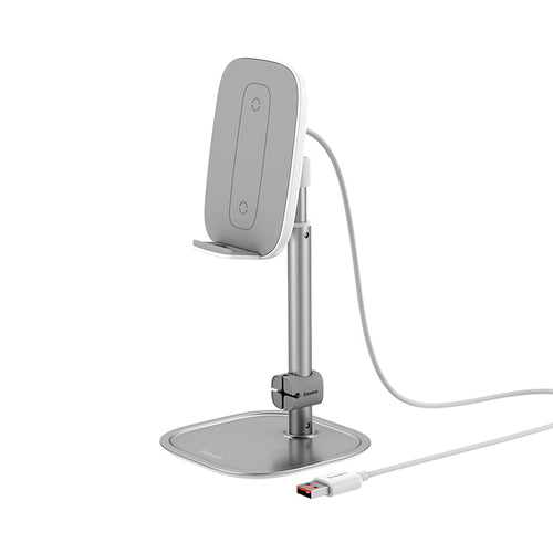 Baseus SUWY-D0S Literary Youth Desktop Bracket (Telescopic + Wireless Charging) Silver