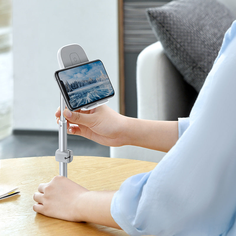 Baseus SUWY-D0S Literary Youth Desktop Bracket (Telescopic + Wireless Charging) Silver