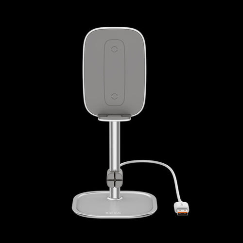Baseus SUWY-D0S Literary Youth Desktop Bracket (Telescopic + Wireless Charging) Silver