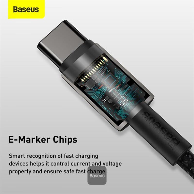 Baseus Tungsten Gold Type C to Type C 100W 1m Fast Charging Data Cable (Black)