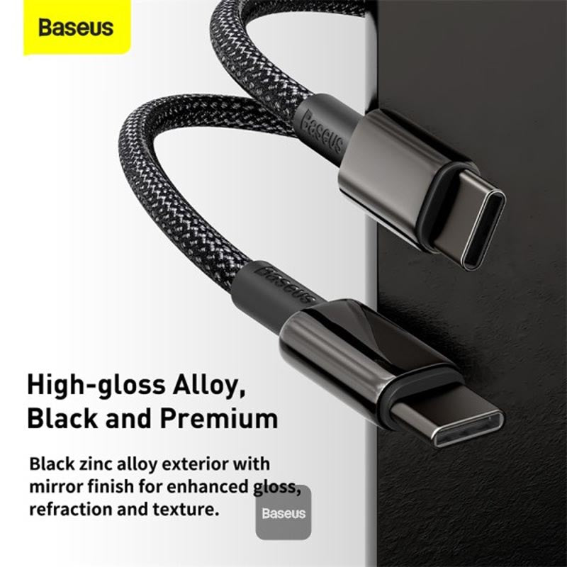 Baseus Tungsten Gold Type C to Type C 100W 1m Fast Charging Data Cable (Black)
