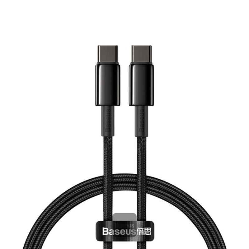 Baseus Tungsten Gold Type C to Type C 100W 1m Fast Charging Data Cable (Black)