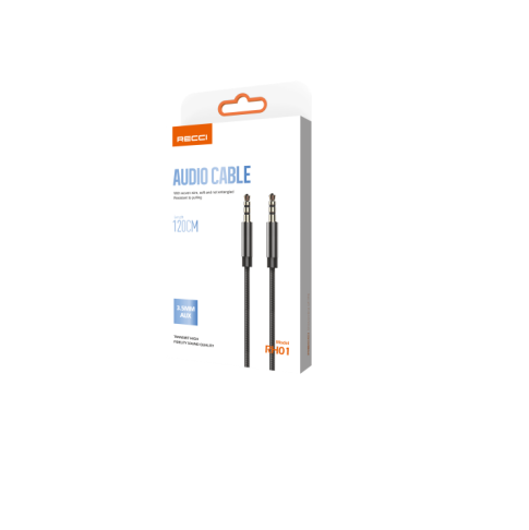 Recci RH01 3.5mm Aux Audio Cable 1M Black