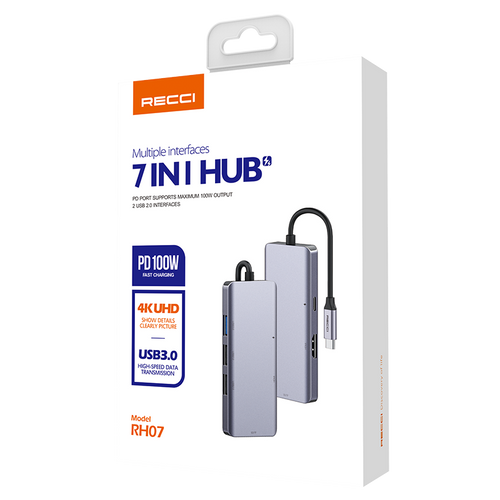 Recci RH07 7in1 Hub PD 100W Multifunction Docking Station