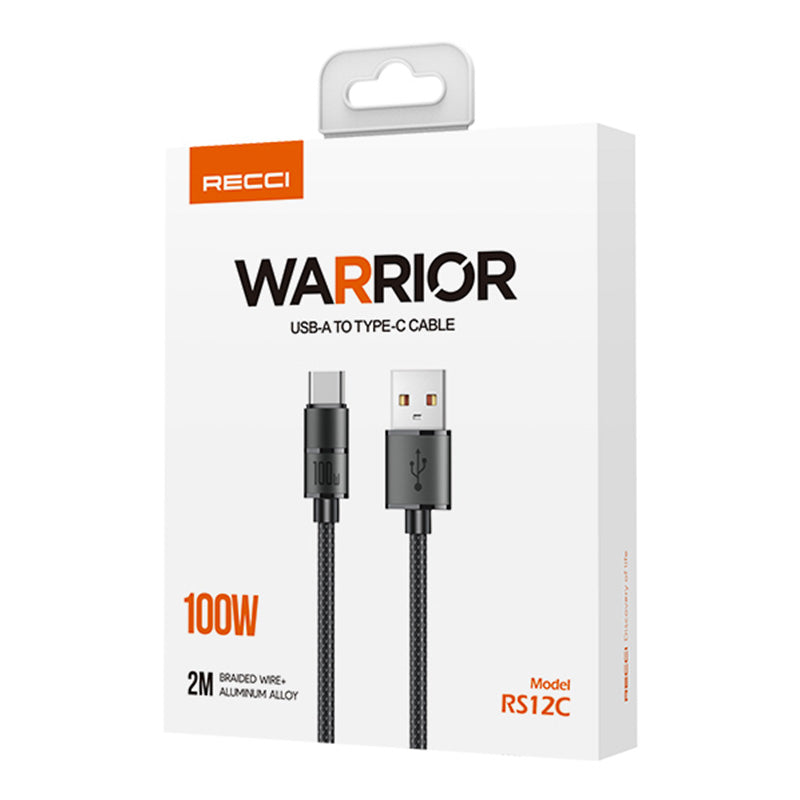Recci RS12C Warrior USB A to C Cable 100W