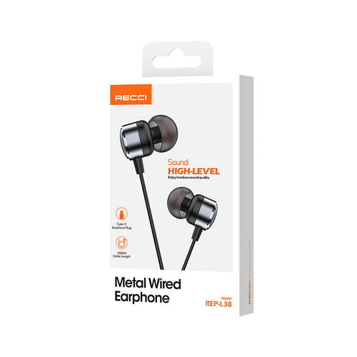 Recci REP-L38 High-Level Sound Metal Wired Earphone