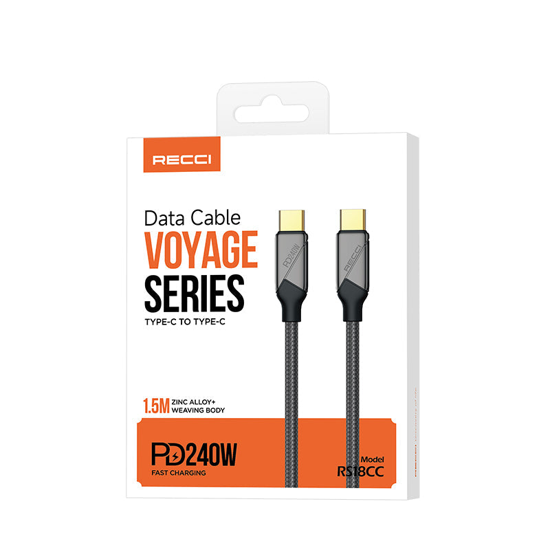Recci RS18CC Data Cable Voyage Series C-C PD 240W, Black