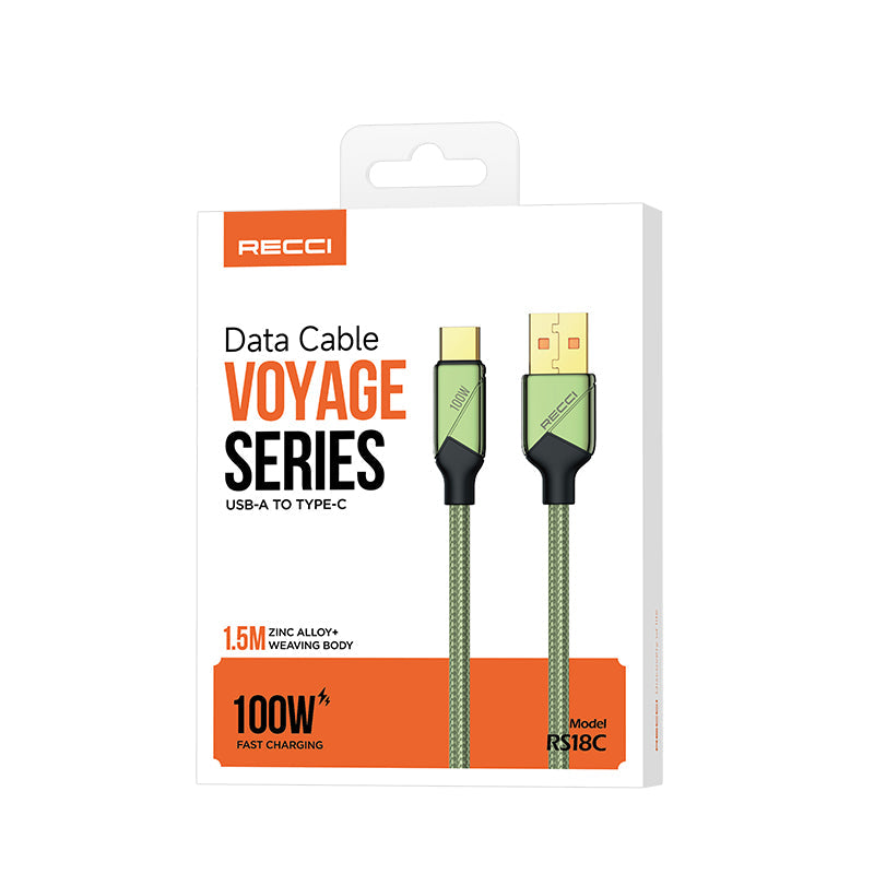Recci RS18CC Data Cable Voyage Series C-C PD 240W, Green