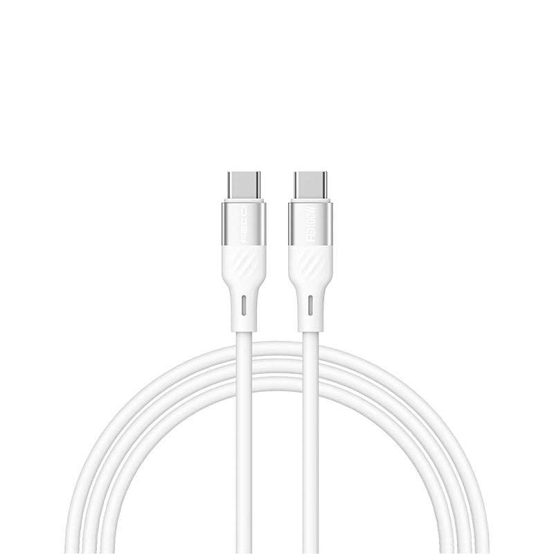 Recci RS22CC PD100W C-C Fast Charge Silicon Data Cable (1.5M) - White