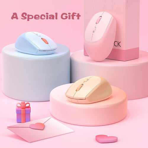 MicroPack MS-201W-PK Lifestyle 2.4G + Bluetooth Wireless Mouse, Pink