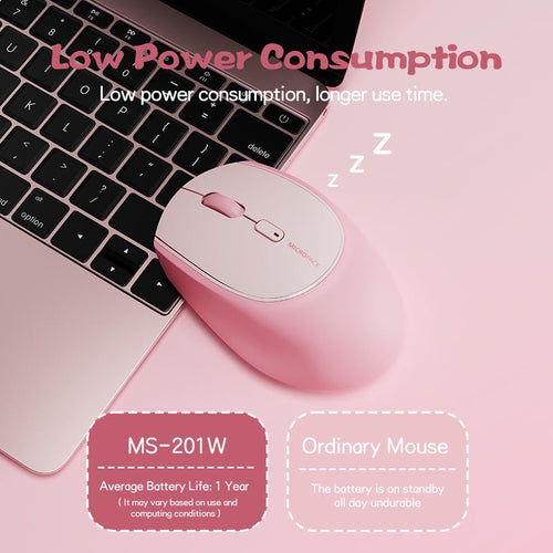 MicroPack MS-201W-PK Lifestyle 2.4G + Bluetooth Wireless Mouse, Pink