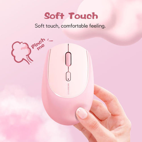 MicroPack MS-201W-PK Lifestyle 2.4G + Bluetooth Wireless Mouse, Pink