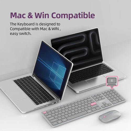 MicroPack K-310W-GY Lifestyle 2.4G+Bluetooth Rechargeable Wireless Keyboard, Grey