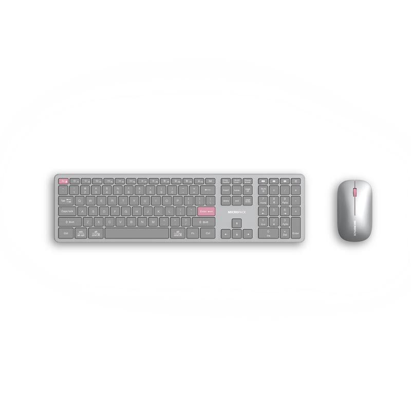 MicroPack K-310W-GY Lifestyle 2.4G+Bluetooth Rechargeable Wireless Keyboard, Grey