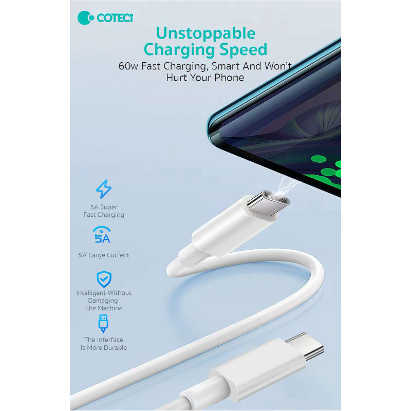 COTECi USB-C to USB-C TPE 60W Fast Charging Cable 1M