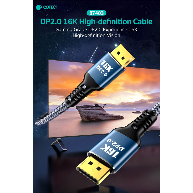 COTECi Display Port 2.0 16K Cable 1M