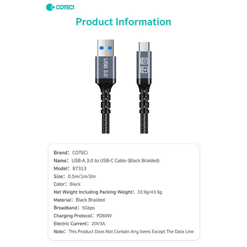 COTECI USB 3.0 to USB-C 1M
