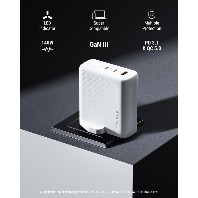 Voltme Revo 140 140W 2C+1A Wall Charge (White)