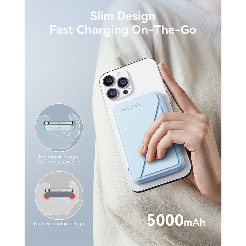 Voltme MagPak 5K MagSafe Magnetic Wireless Power Bank (Blue)