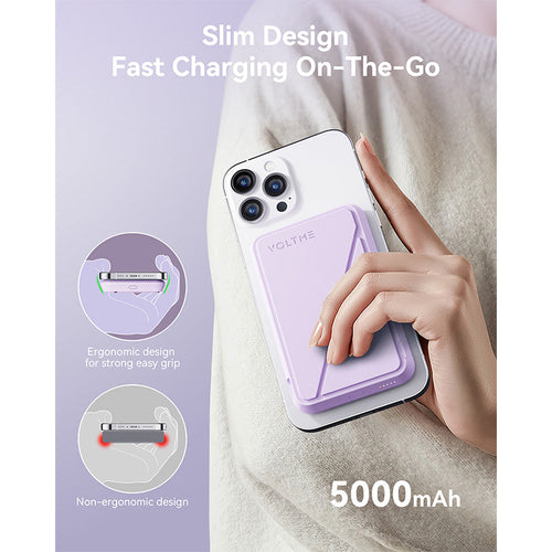 Voltme MagPak 5K MagSafe Magnetic Wireless Power Bank (Violet)