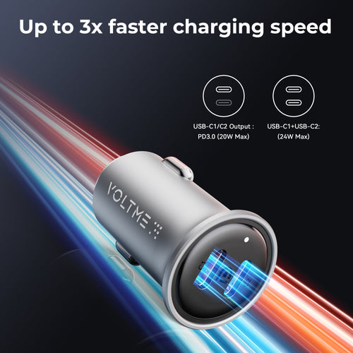 Voltme Cazo 20W Duo C Car Charge (Grey)