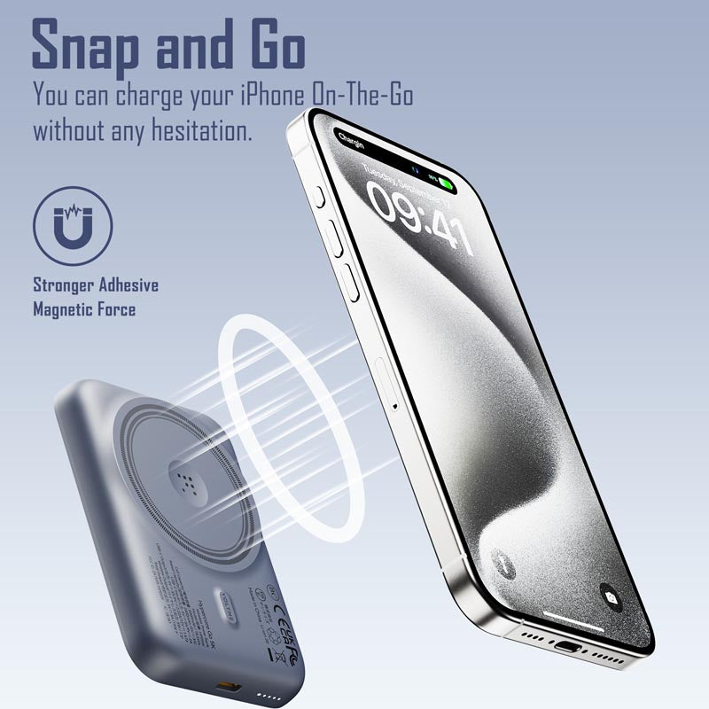 Voltme Hypercore Go 5000Mah Magsafe Wireless Power Bank (Grey)