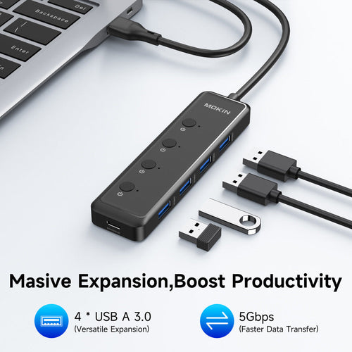 Mokin MOUC5708 5-In-1 USB-A to 4USB-A3.0+USB DC (Grey)