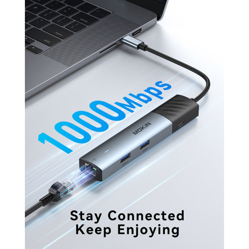 Mokin UC6003 6-In-1 USB C Hub (Grey)