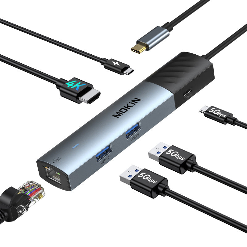 Mokin UC6003 6-In-1 USB C Hub (Grey)