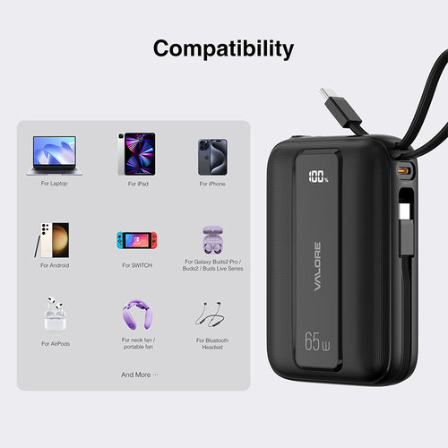Valore PD65W 20000mAh Power Bank CCC Certified (PD41) - Black