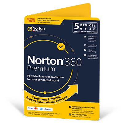Norton 360 Premium 100GB 1 User 5 Device 12 Month 21392014