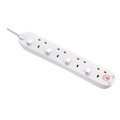 Masterplug SWSRG42N-MPA Switch w Surge+LED 4 Socket 2m