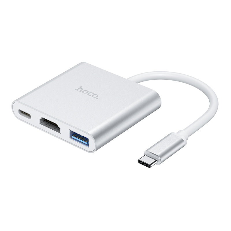 Hoco HB14 USB-C to USB3.0+HDMI+PD Adapter (Silver)