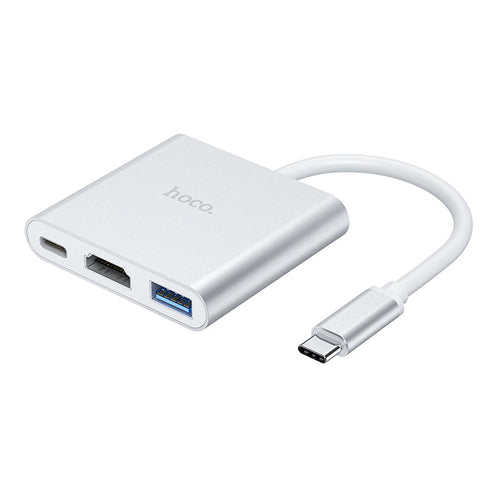 Hoco HB14 USB-C to USB3.0+HDMI+PD Adapter (Silver)