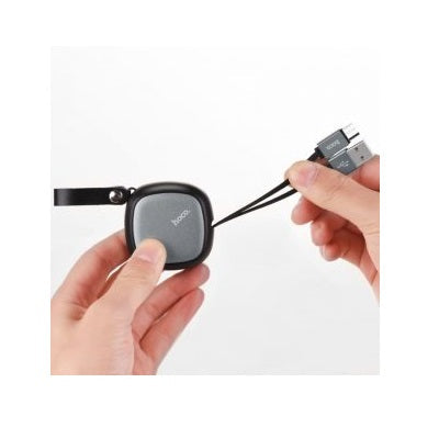 HOCO U33 Retractable USB A to Type-C USB Charging Cable  2A 90cm Black