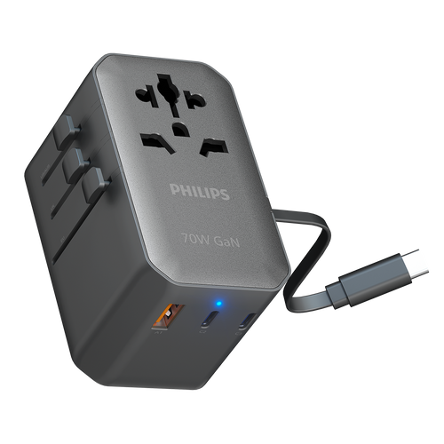 Philips CHP9004B/97 70W GaN Travel Charging Kit Retractable Cable