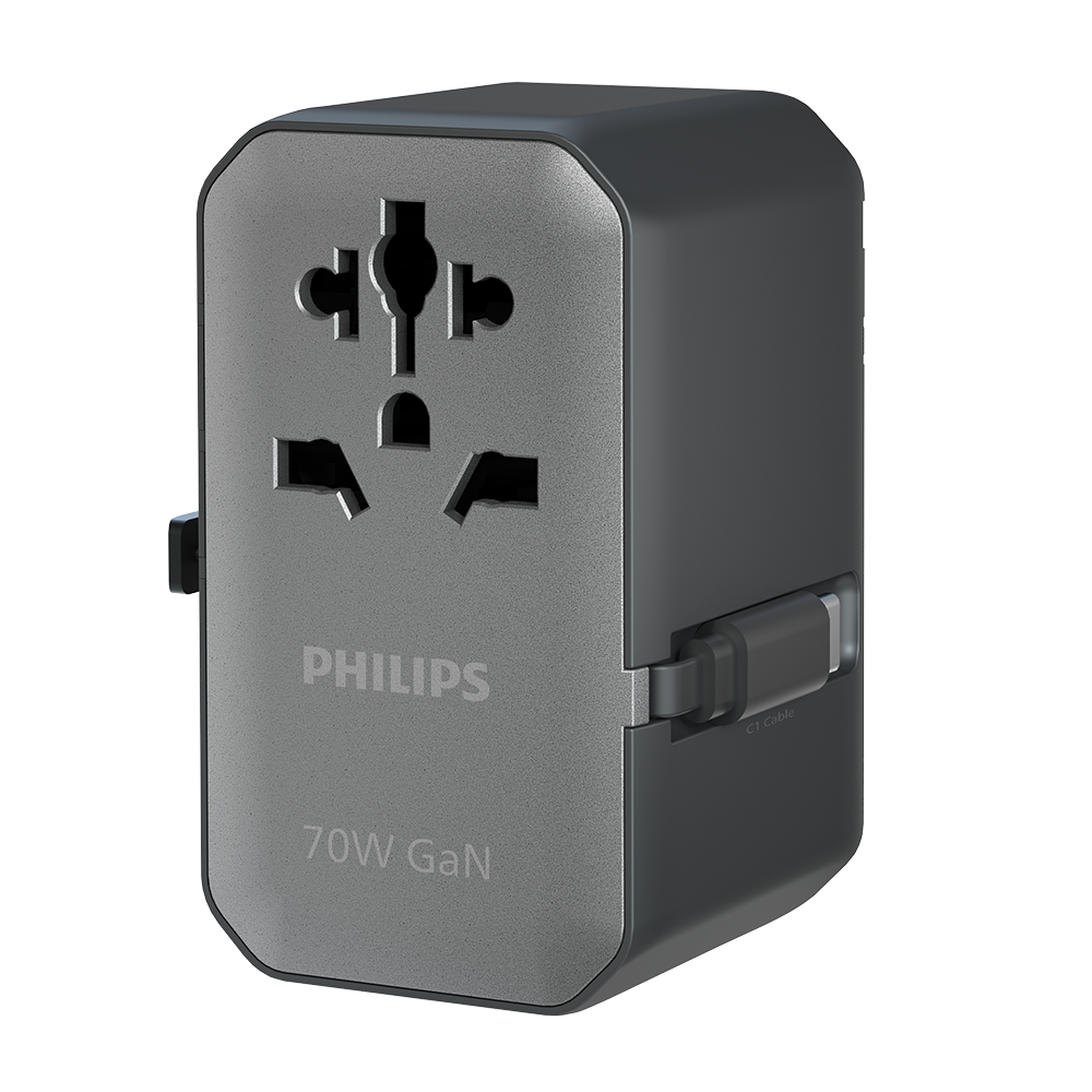 Philips CHP9004B/97 70W GaN Travel Charging Kit Retractable Cable