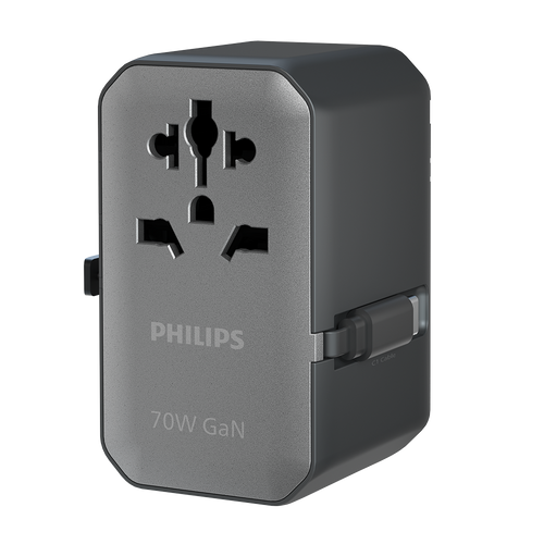 Philips CHP9004B/97 70W GaN Travel Charging Kit Retractable Cable