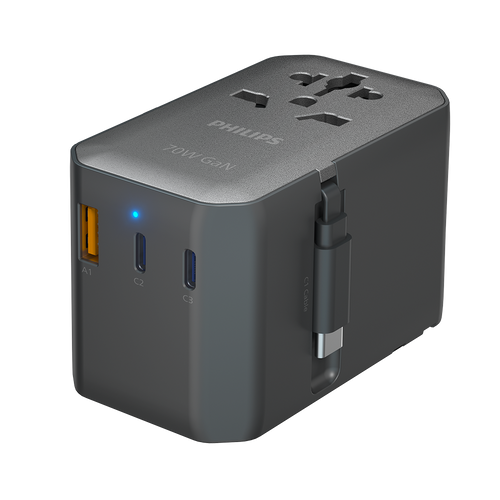 Philips CHP9004B/97 70W GaN Travel Charging Kit Retractable Cable