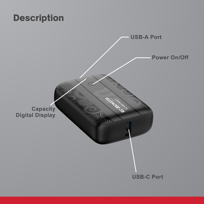 Redmonster Power Up+ Mini 10000mAh PD30W Power Bank (White)