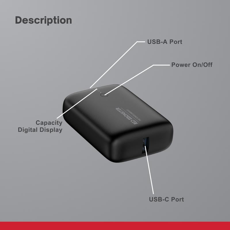 Redmonster Thunder Up+ Mini 10000mAh PD20W Power Bank (Blue)