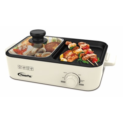 PowerPac PPMC728 2in1 Steamboat & BBQ Plate 1600W